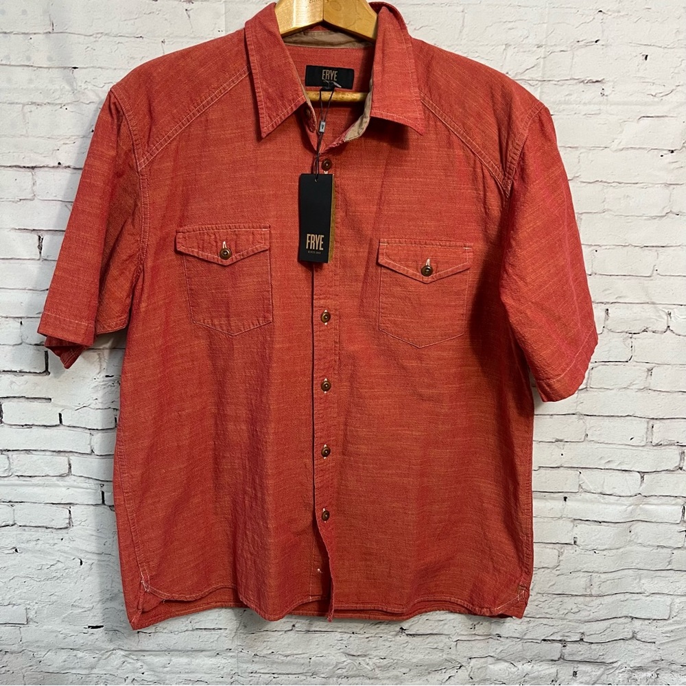 FRYE Rustic Orange Men XXL Short Sleeve Shirt Button Up New NWT 2X